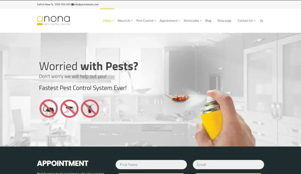 Modern pest control company website redesign concept for 2025, showcasing a user-friendly interface on desktop and mobile devices.